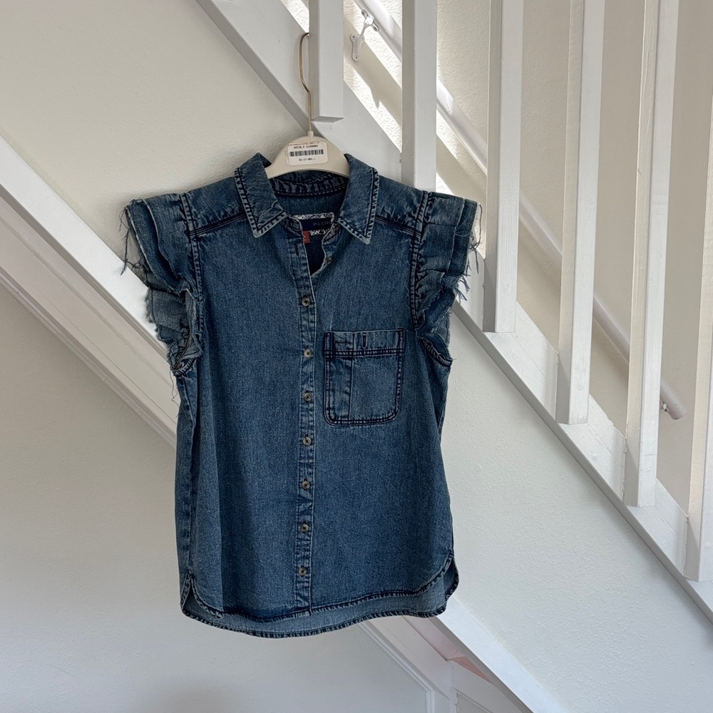 Pilcro Blue Denim Button Down Muscle Shirt